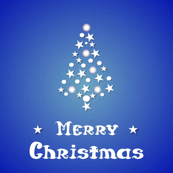 Navidad y Año Nuevo fondo azul con árbol de Navidad de estrellas . — Archivo Imágenes Vectoriales