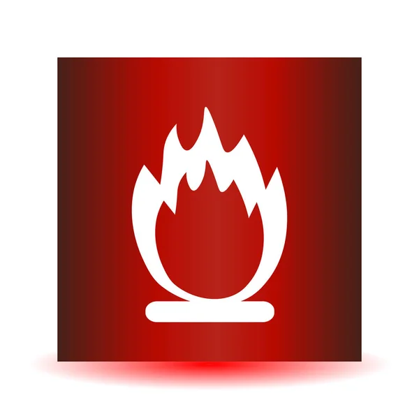 Icône de feu vectoriel de stock sur fond rouge — Image vectorielle