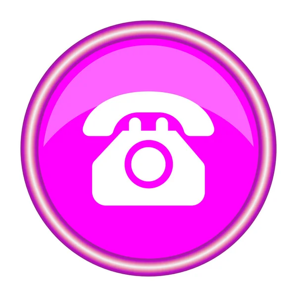 Teléfono icono brillante rosa sobre fondo blanco. Ilustración vectorial . — Vector de stock
