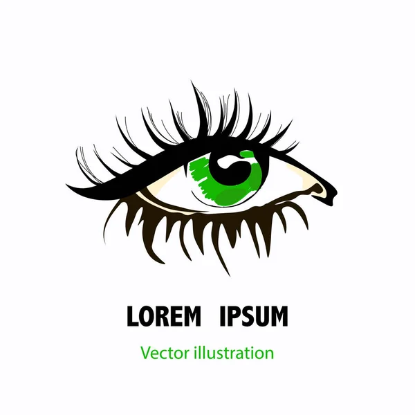 Logo pour les yeux de femme. Croquis vectoriel des yeux dans le style de la mode sur fond blanc . — Image vectorielle