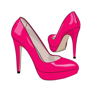 Beyaz bir arka plan üzerinde pembe Bayan Ayakkabı. Vektör çizim.