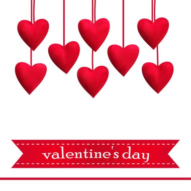 Şablon tebrik kartı kırmızı Kalpler, vektör çizim ile