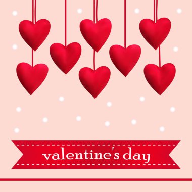 Şablon tebrik kartı kırmızı Kalpler, vektör çizim ile