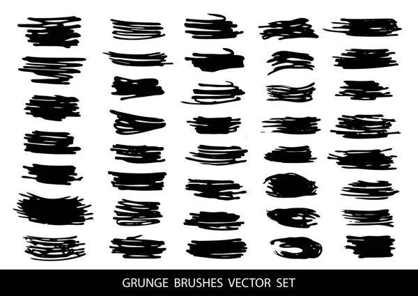 Set de pintura negra, tinta, grunge, pinceladas sucias. Vector . — Archivo Imágenes Vectoriales