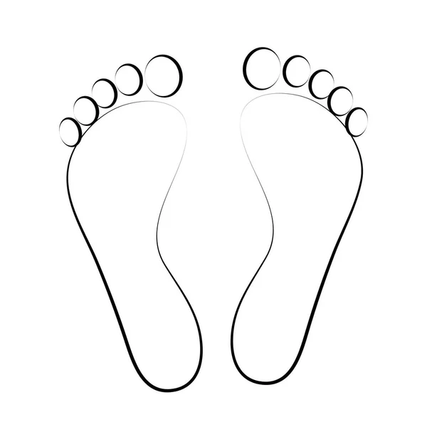 Two black human footprints on white - vector illustration — Stock Vector