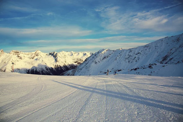 Panorama of the Alps winter morning, Ischgl, Austria — Stock Photo, Image