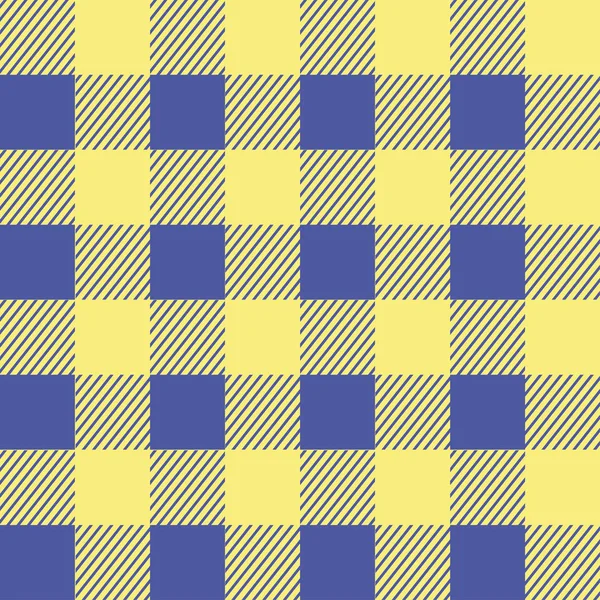 Schema senza soluzione di continuità. Quadrato classico blu su sfondo giallo. Illustrazione vettoriale . — Vettoriale Stock