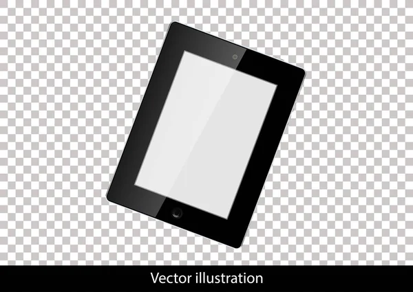 Tablette pc réaliste avec écran blanc. Vertical, Black. Isolé sur le fond de la cellule. Illustration vectorielle — Image vectorielle