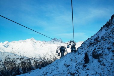Kış sabahı, Ischgl, Avusturya Alpleri Panoraması