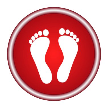 İki insan ayak izleri, izole kırmızı beyaz