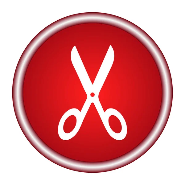 Tijeras rojo redondo brillante diseño moderno icono web — Vector de stock