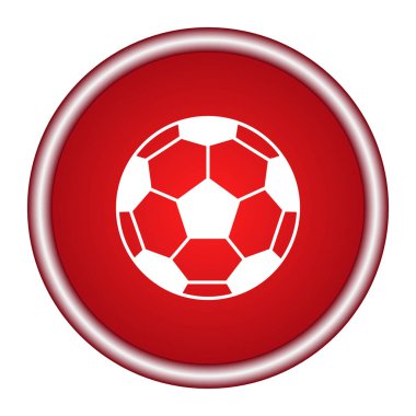 Kırmızı bir arka plan üzerinde kutsal kişilerin resmi futbol topu. Vektör çizim.