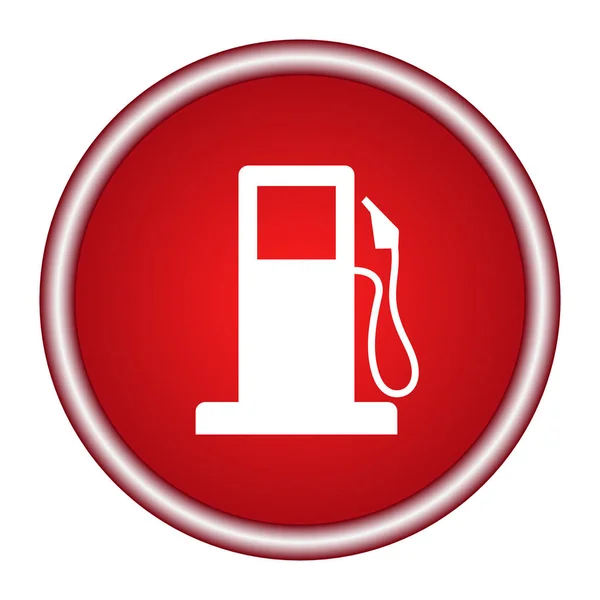Runda ikonen röd bensinstation. Vektorillustration. — Stock vektor