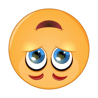 Şirin ters yüz ifade, emoji - aşağı vektör çizim
