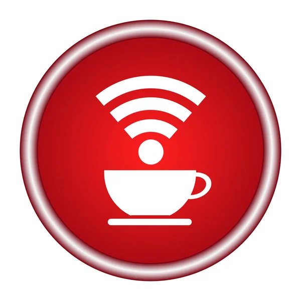 Icona tazza di caffè su sfondo rosso. progettazione connessione wifi, illustrazione vettoriale — Vettoriale Stock