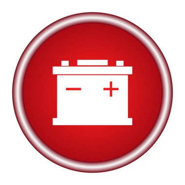 Araba pil simgesi beyaz arka plan üzerinde izole. Akü pil enerji güç ve elektrik Akü pil. Batarya akü araba otomobil parçaları elektrik düz stil içinde güç kaynağı.