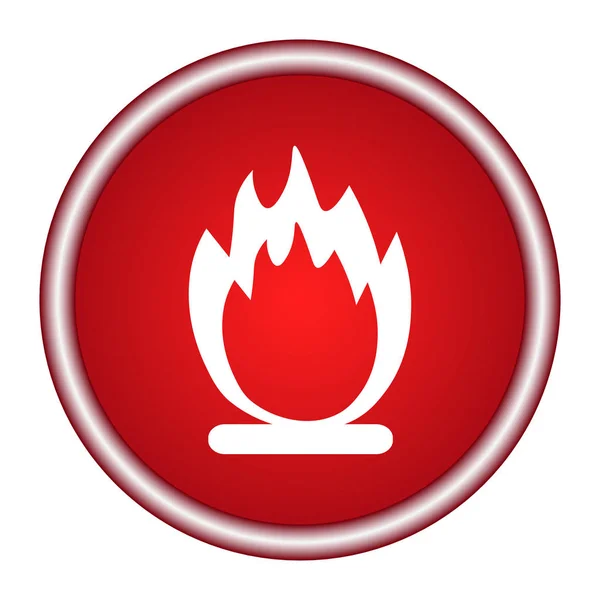 Icône de feu vectoriel de stock sur fond rouge — Image vectorielle