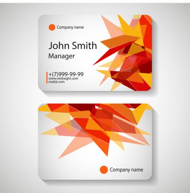 kartvizit şablonu vektör çizim, turuncu çokgen arka plan, el ilanı tasarımı, isim kartı şablonu, vektör çizim