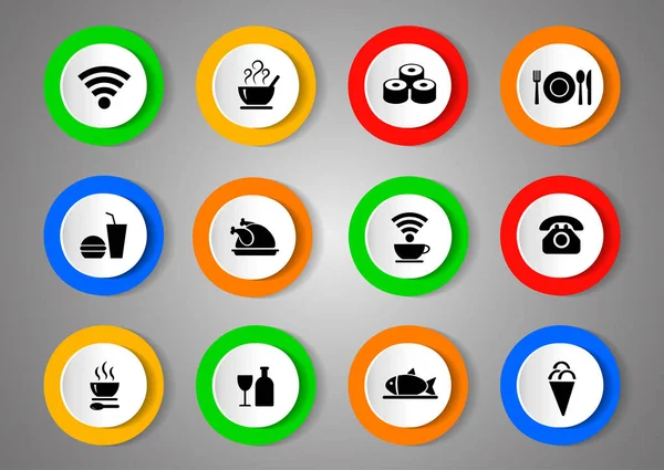 Векторный набор икон с едой. Векторная иллюстрация , — стоковый вектор