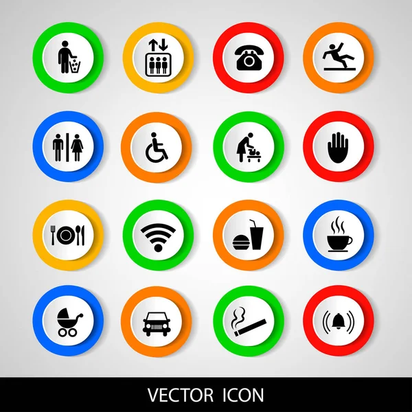 Public icons set. Vector illustration — Stock Vector