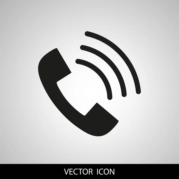 Ícone do telefone na moda estilo plano isolado em fundo cinza. Ícone de auscultador com ondas. Símbolo de telefone para o seu design, logotipo, UI. Ilustração vetorial . — Vetor de Stock