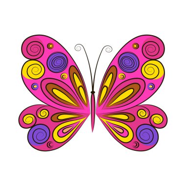 Beyaz bir arka plan üzerinde kelebek. vektör çizim.