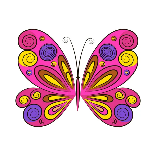 Mariposa sobre fondo blanco. Ilustración vectorial . — Vector de stock