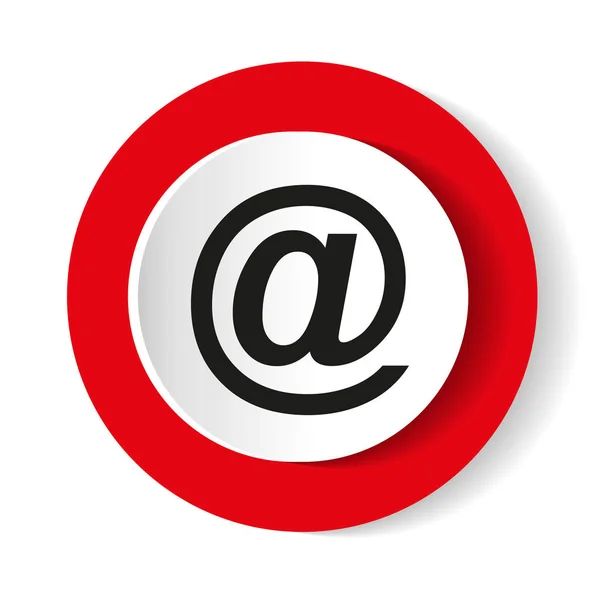 E-posta simgesi. Yuvarlak vektör kırmızı simge. — Stok Vektör