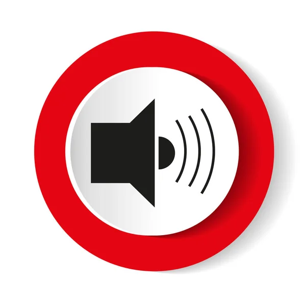 Icono de sonido sobre un fondo rojo, diseño delgado. Ilustración vectorial . — Vector de stock