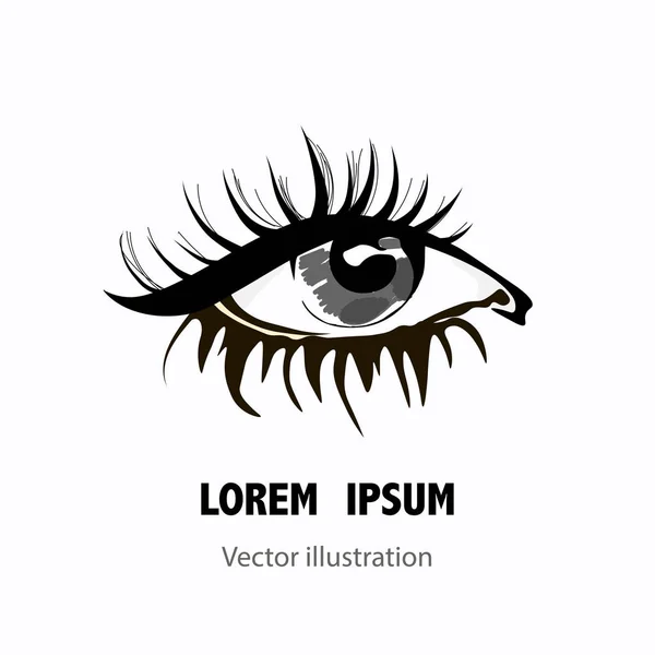 Logo de ojo de mujer. Dibujo del vector ocular en estilo de moda sobre fondo blanco . — Archivo Imágenes Vectoriales