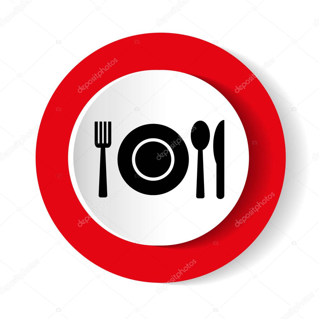 Fork, spoon and plate, vector icon