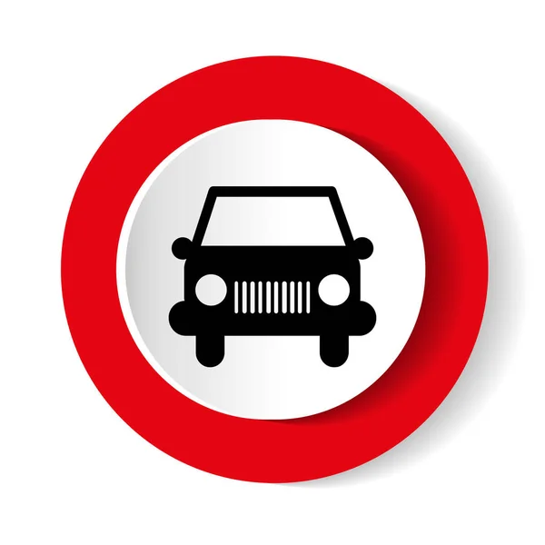 Car icon vector. Red circle. Red button — Stock Vector