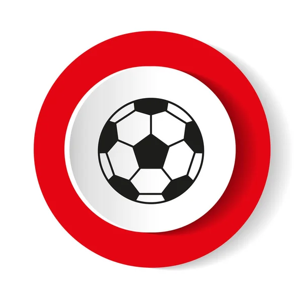 Icono pelota de fútbol sobre fondo rojo. Ilustración vectorial . — Vector de stock