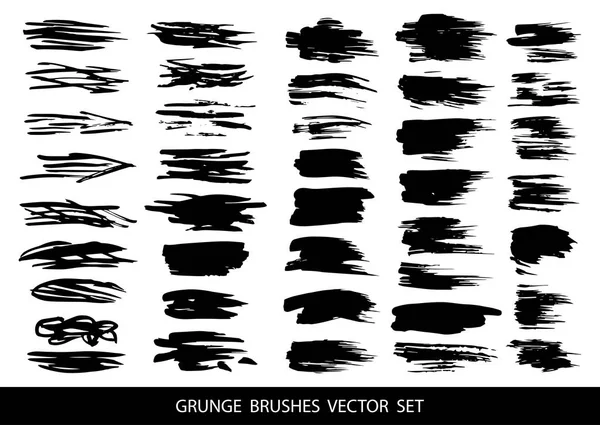 Sada černé barvy, inkoust, grunge, špinavé tahy. Vektorové ilustrace. — Stockový vektor