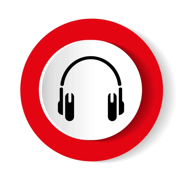 Headphones red vector icon — Stock Vector