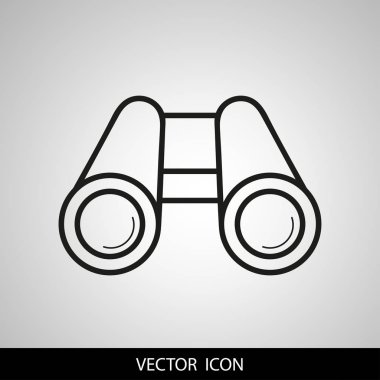 Beyaz küre siyah dürbün simgesi. Vektör çizim.