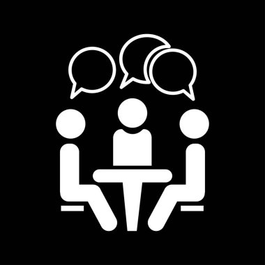 Konferans simgesi. Masada oturan insanlar.