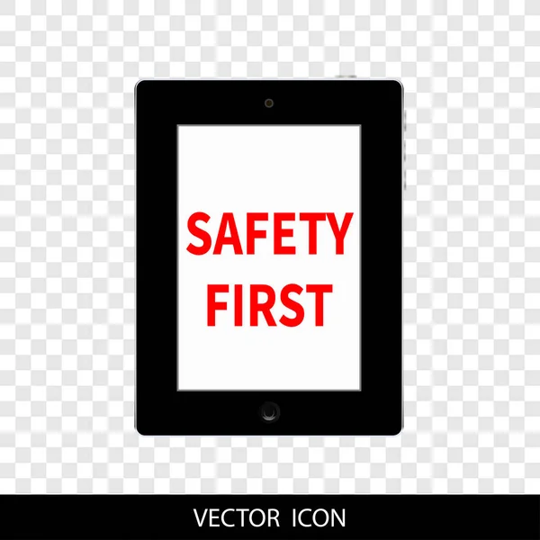 Concepto de seguridad: Tablet Ordenador con texto rojo Seguridad En primer lugar en pantalla . — Vector de stock