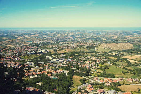 Panorama da República de San Marino e Itália de Monte Titano , — Fotografia de Stock
