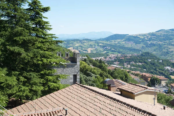 Panorama da República de San Marino e Itália de Monte Titano , — Fotografia de Stock