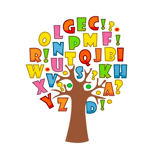 Árbol de arte con letras de alfabeto para su diseño — Vector de stock