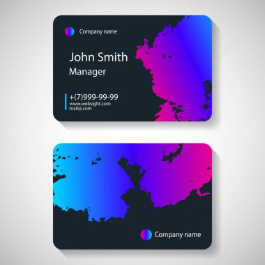 Şık karanlık kartvizit şablonu. Vektör çizim.