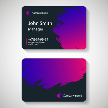 Şık karanlık kartvizit şablonu. Vektör çizim.