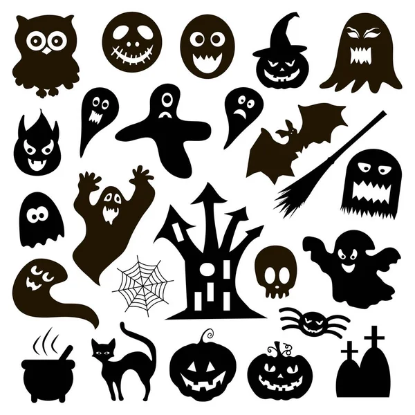 Vector czarne ikony na Halloween — Wektor stockowy