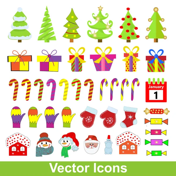 Set of vector Christmas icons. — Stock Vector