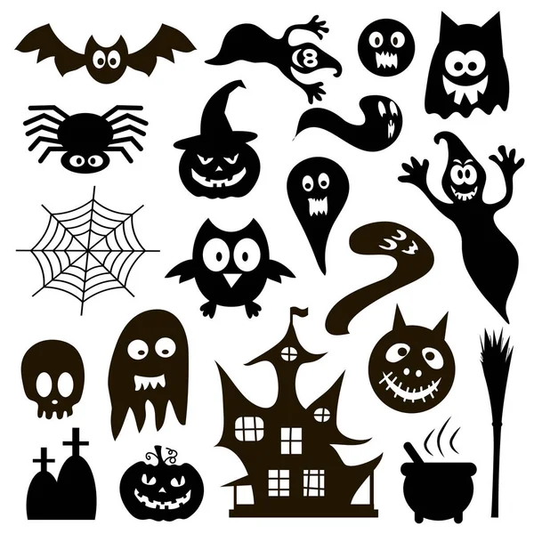 Iconos de vector de Halloween negro — Vector de stock