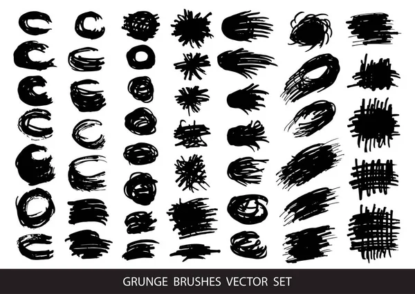 Set of black paint, ink brush strokes, brushes, lines. Dirty artistic design elements, boxes, frames for text. Vector illustration. — Stock Vector