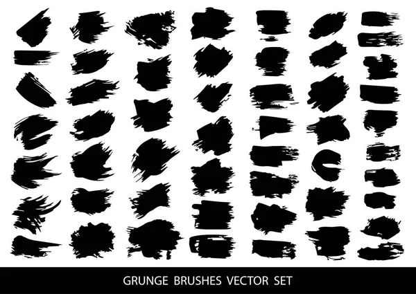 Ensemble Peinture Noire Coups Pinceau Encre Pinceaux Lignes Des Éléments — Image vectorielle