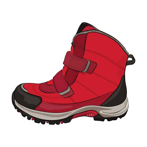 Zapatos Mujer Niño Rojos Invierno Sobre Fondo Blanco Ilustración Vectorial — Vector de stock
