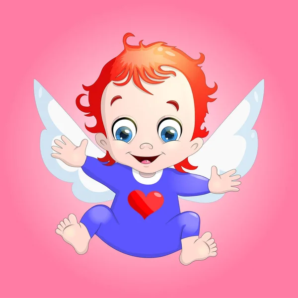 Vector Illustration Baby Cupid Heart Cartoon Illustration Cupid Symbol Valentine — Stock Vector